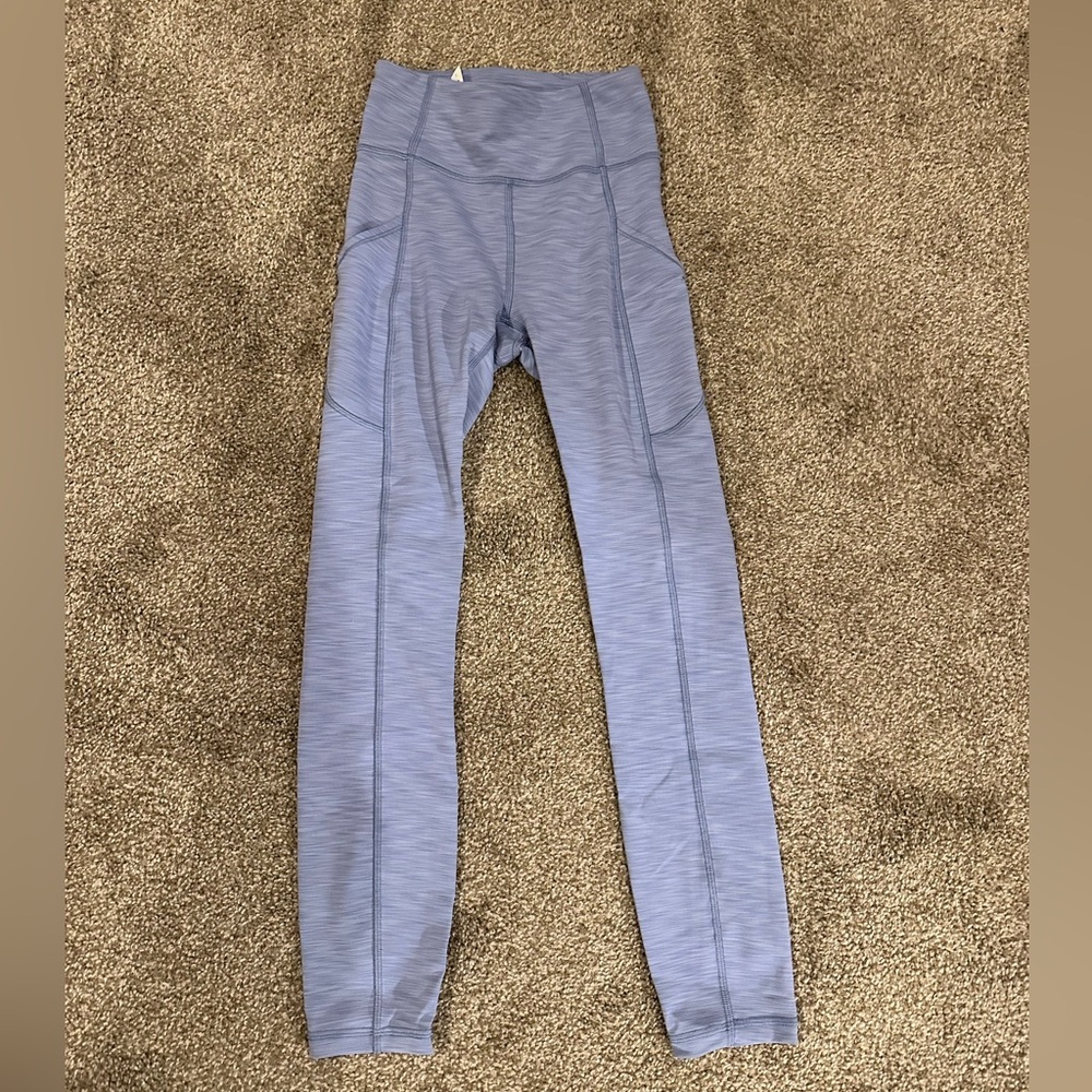 Lululemon Athletica Blue Leggings High Waist Seam Detailing